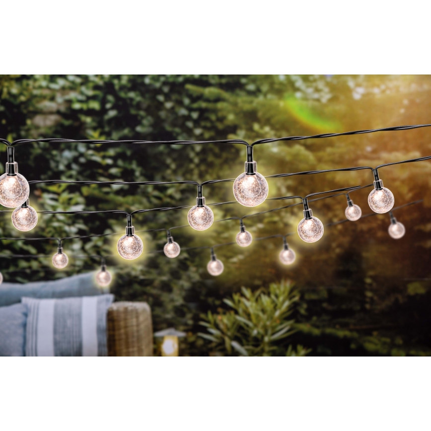 Grundig - LED димируема соларна гирлянда 50xLED/8 функции 9,35m топла бяла 1200 mAh IP44 + дистанционно управление