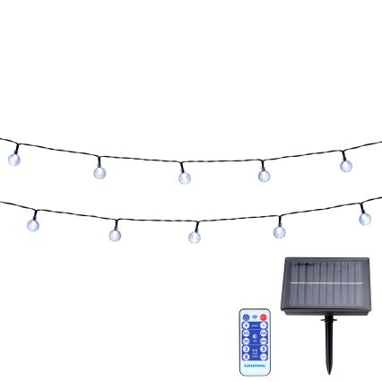 Grundig - LED димируема соларна гирлянда 50xLED/8 функции 9,35m топла бяла 1200 mAh IP44 + дистанционно управление