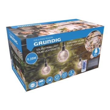 Grundig - LED димируема соларна гирлянда 50xLED/8 функции 9,35m топла бяла 1200 mAh IP44 + дистанционно управление