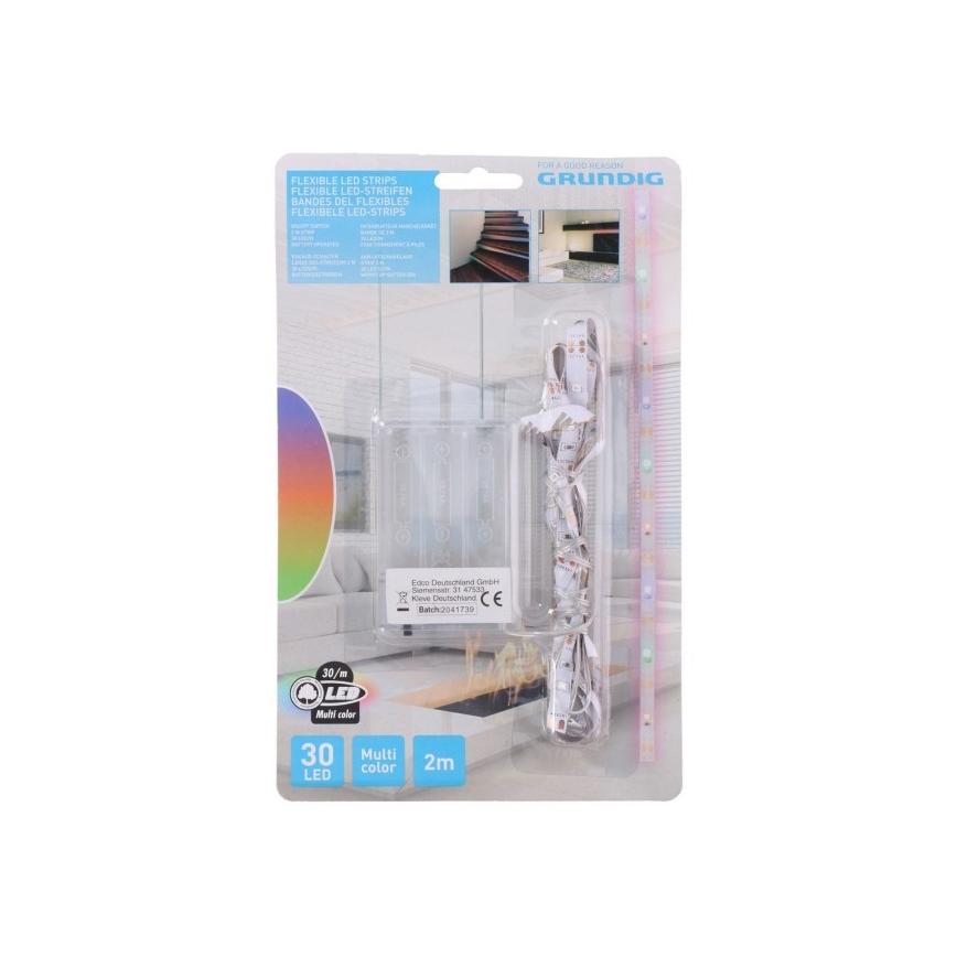 Grundig - LED Лента 2 м LED/3xAA многоцветен