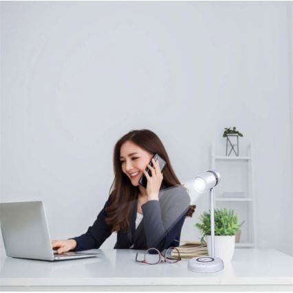 Grundig - LED настолна лампа с безжично зареждане и високоговорител 3 в 1 LED/15W/5V