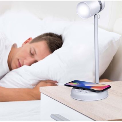 Grundig - LED настолна лампа с безжично зареждане и високоговорител 3 в 1 LED/15W/5V