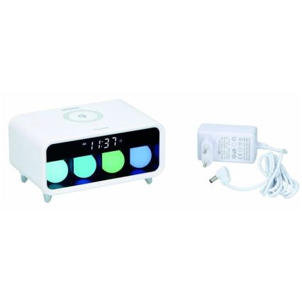 Grundig - LED Димируема нощна лампа с будилник и безжично зареждане LED/5W/230V