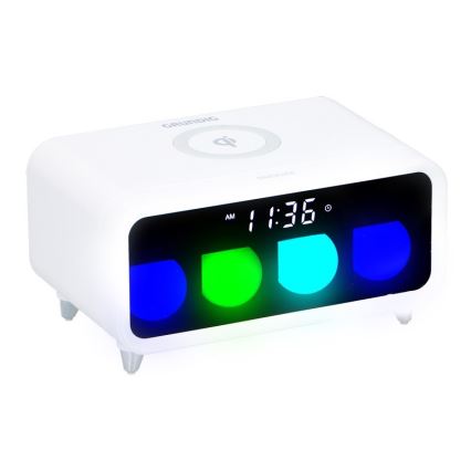 Grundig - LED Димируема нощна лампа с будилник и безжично зареждане LED/5W/230V