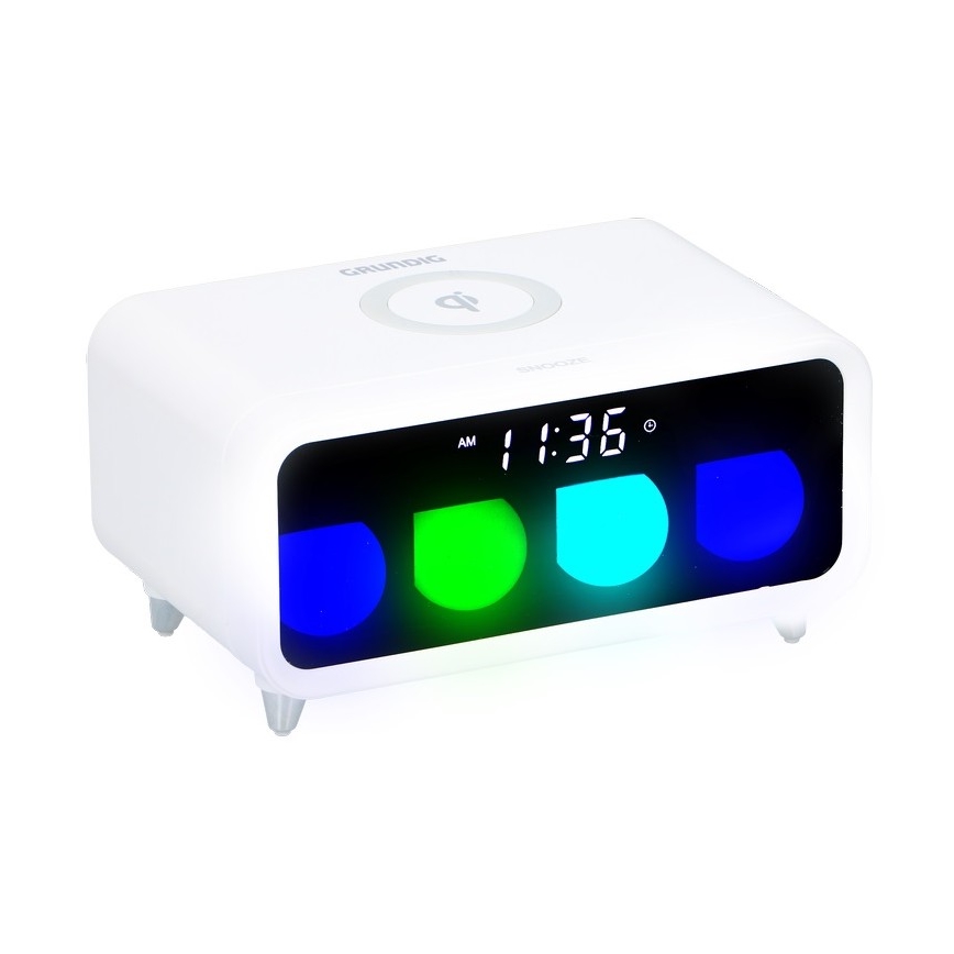 Grundig - LED Димируема нощна лампа с будилник и безжично зареждане LED/5W/230V