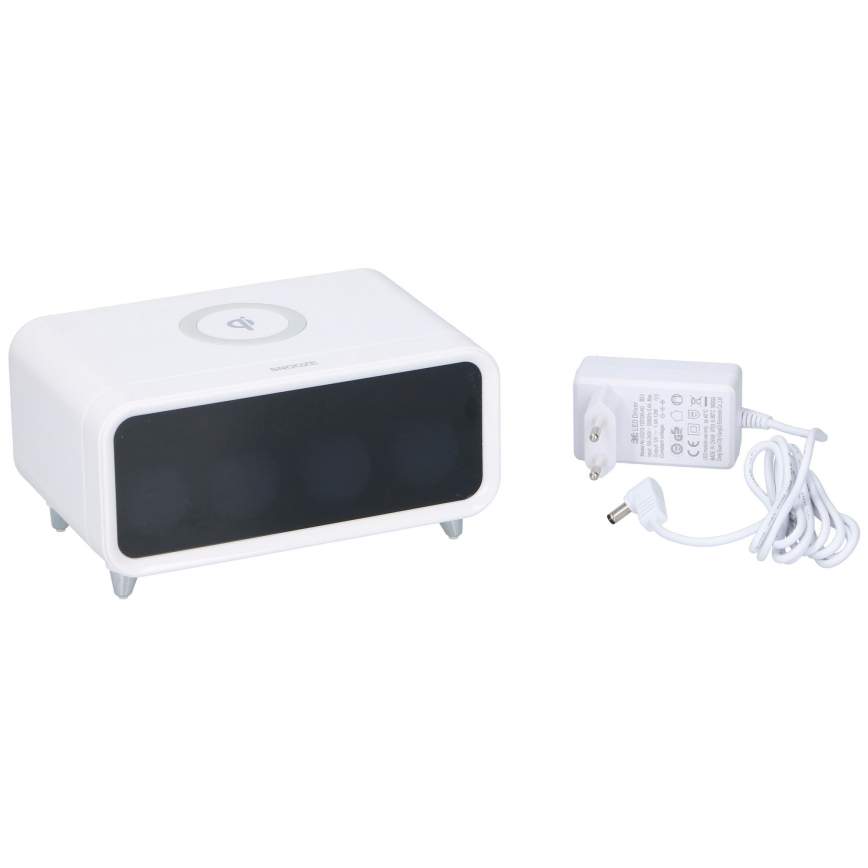 Grundig - LED Димируема нощна лампа с будилник и безжично зареждане LED/5W/230V