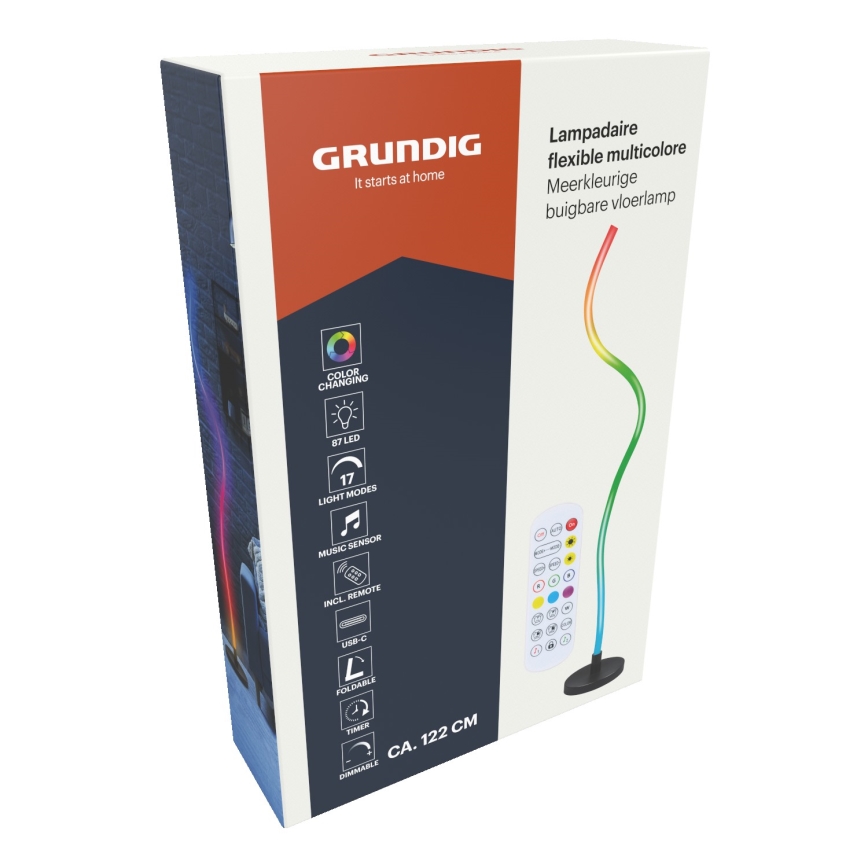 Grundig - LED RGB димируема подова лампа LED/5W/5V + дистанционно управление