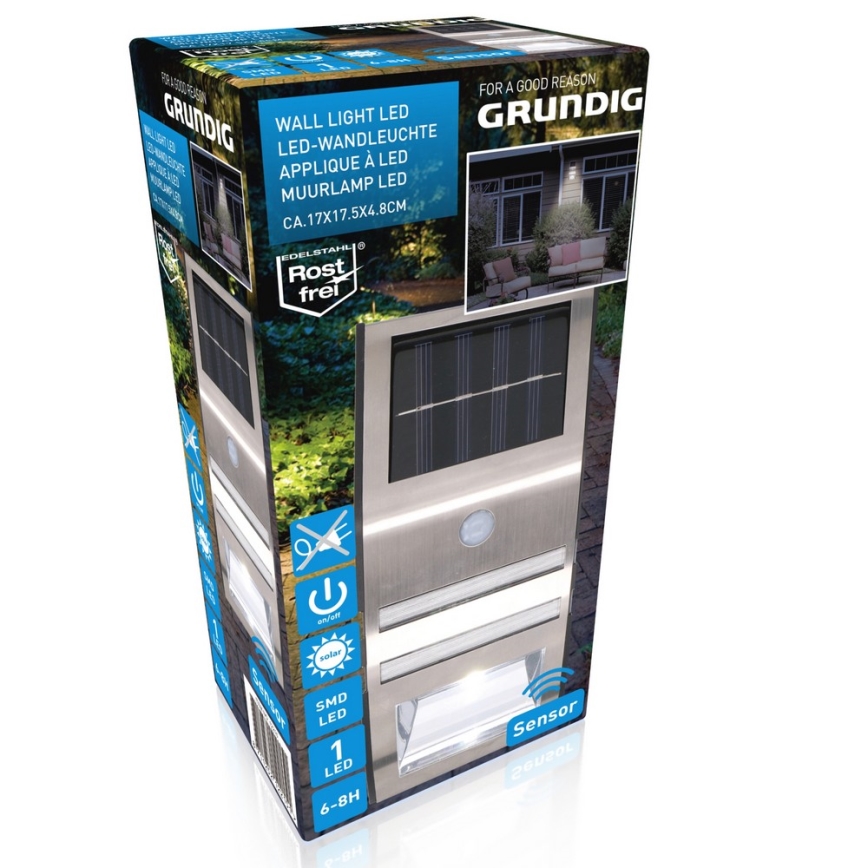 Grundig - LED Соларен аплик със сензор LED/1xAA 600mAh IP64