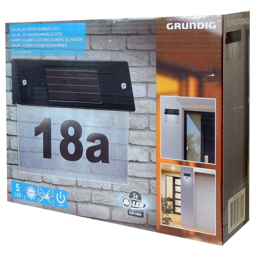 Grundig - LED Соларен номер на къща със сензор LED/1,2V IP44