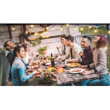 Grundig - LED регулируема соларна верига 50xLED/8 функции 9,35 м топло бяло 1200 mAh + дистанционно управление