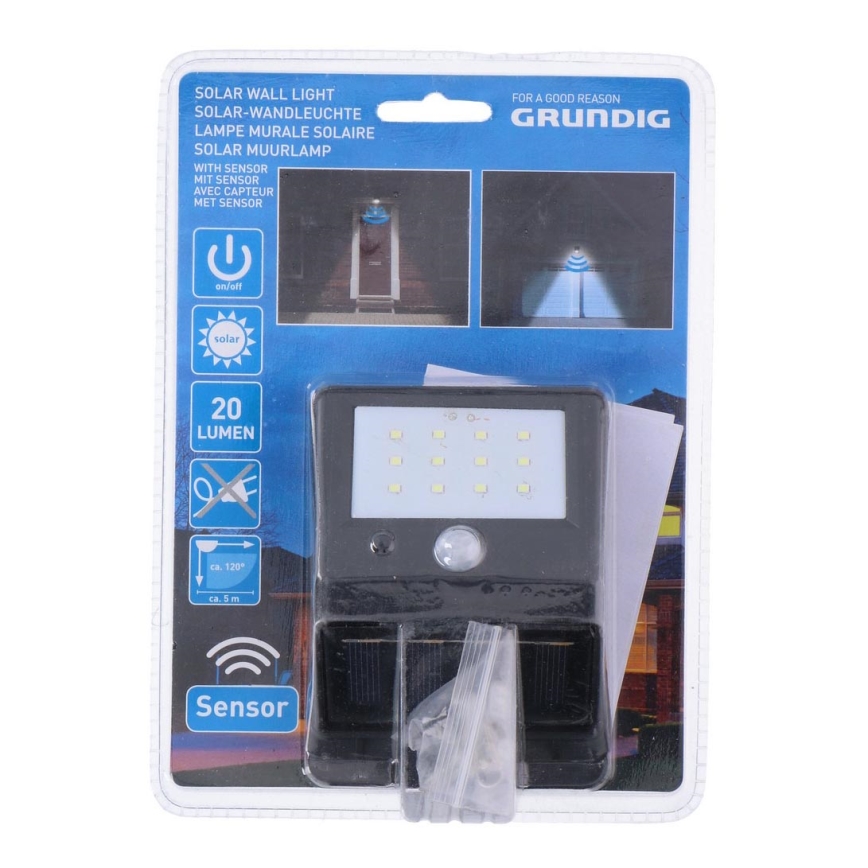 Grundig - LED Соларна лампа със сензор 1xLED/0,25W/1xAA 600 mAh