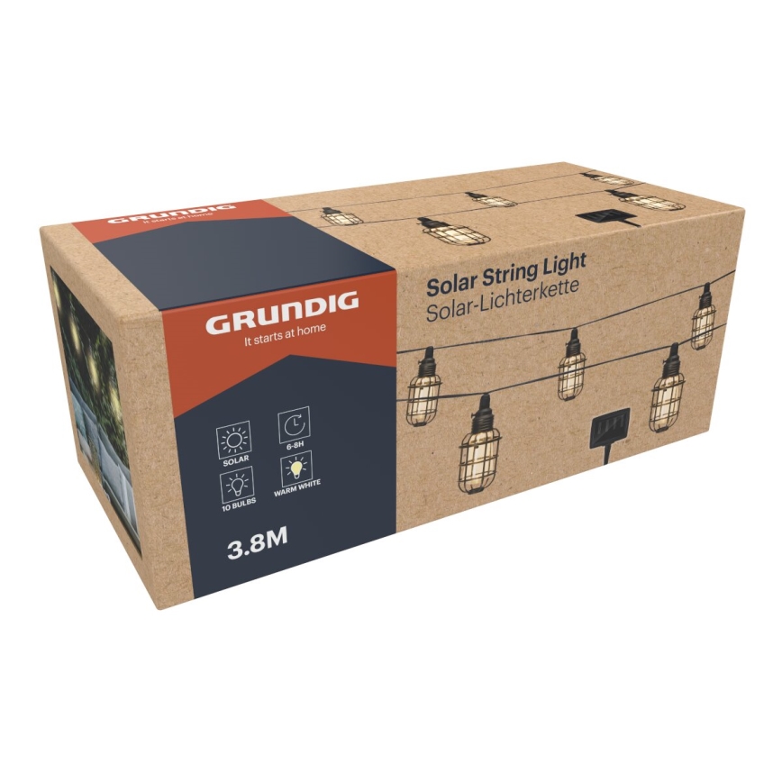 Grundig - LED Соларна верига 10xLED 3,8m IP44 топло бяло