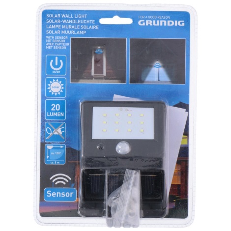 Grundig - LED Соларна лампа на сензор 1xLED/0,25W/1xAA