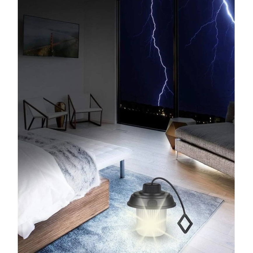 Grundig - LED къмпингова лампа LED/3xAA 3000/4500/6000K IP44 черна