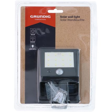 Grundig - Соларно LED стенно осветително тяло със сензор за движение LED/1,2V 600 mAh IP44