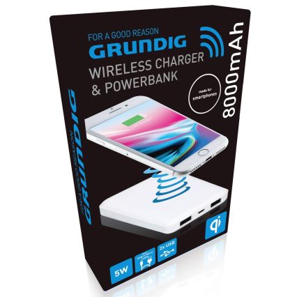 Grundig - Външна батерия 8000 mAh/5V с безжично зареждане