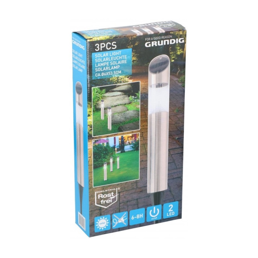 Grundig - Комплект 3x LED Солар. лампа 2xLED/1,2V