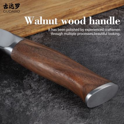Gudaro - дамаски шеф-нож TAKUMI 8, 67 слоя стомана, дължина 20 см, орех