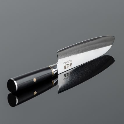 Gudaro - Дамаски кухненски нож Santoku AKIRO 7, 67 слоя стомана, дължина 17,5 см, черен