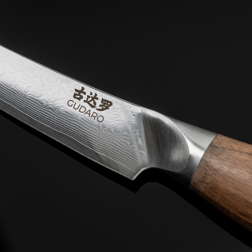 Gudaro - Дамаскиран универсален кухненски нож TAKUMI 5, 67 слоя стомана, дължина 12,5 см, орехова дръжка