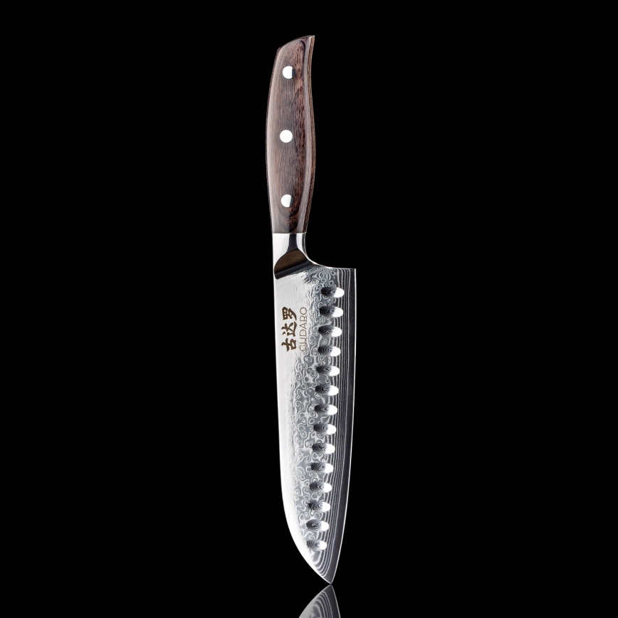 Gudaro - дамаски Santoku кухненски нож SHIRO 7, 67 слоя стомана, дължина 17,5 см