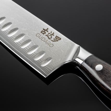 Gudaro - дамаски Santoku кухненски нож SHIRO 7, 67 слоя стомана, дължина 17,5 см