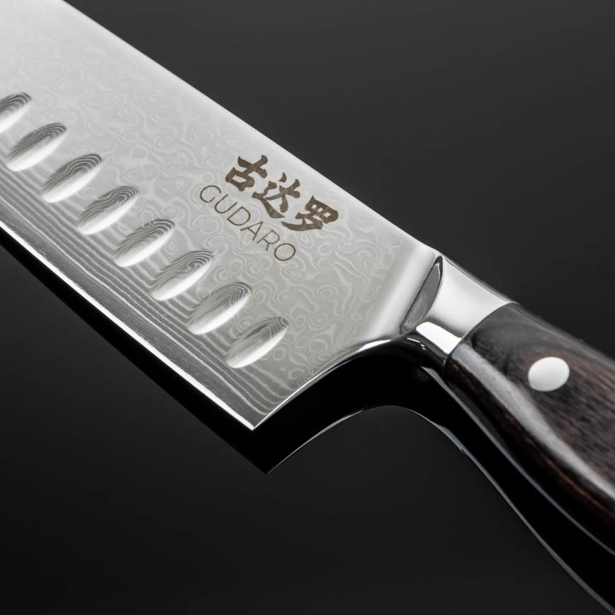 Gudaro - дамаски Santoku кухненски нож SHIRO 7, 67 слоя стомана, дължина 17,5 см
