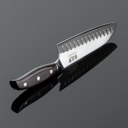 Gudaro - дамаски Santoku кухненски нож SHIRO 7, 67 слоя стомана, дължина 17,5 см