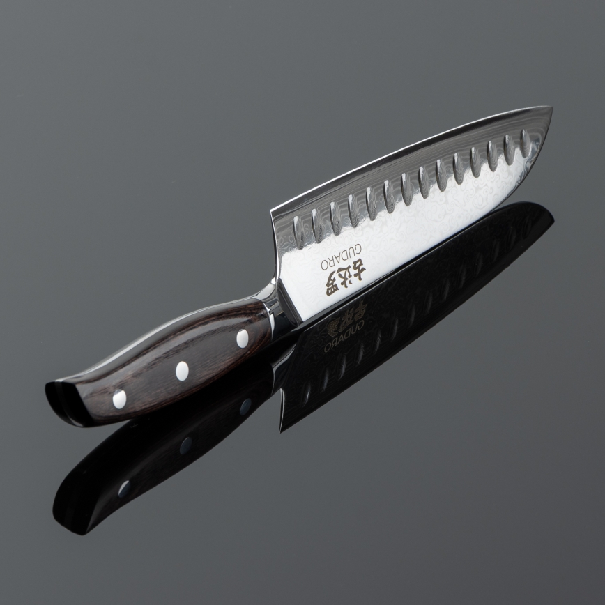 Gudaro - дамаски Santoku кухненски нож SHIRO 7, 67 слоя стомана, дължина 17,5 см