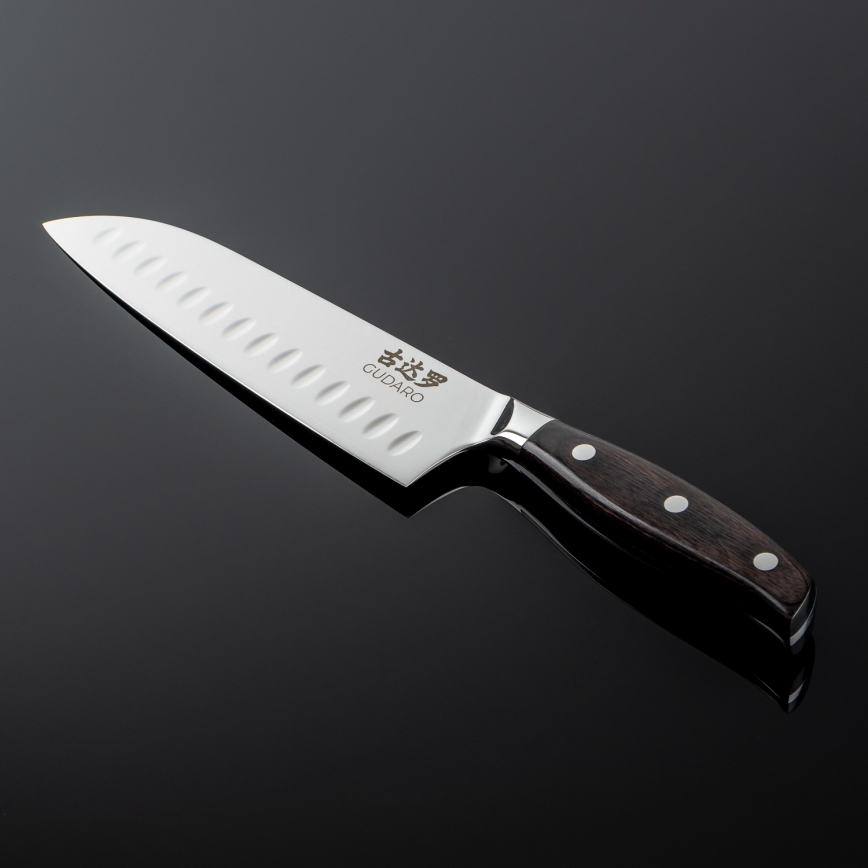 Gudaro - дамаски Santoku кухненски нож SHIRO 7, 67 слоя стомана, дължина 17,5 см