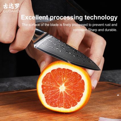 Gudaro - Дамасков кухненски нож KENSHO 3,5, 67 слоя стомана, дължина 9,5 cm