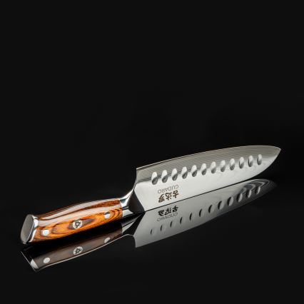 Gudaro - Дамасков кухненски нож Santoku FENG 7,5, 67 слоя стомана, дължина 18 см