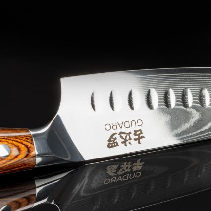 Gudaro - Дамасков кухненски нож Santoku FENG 7,5, 67 слоя стомана, дължина 18 см