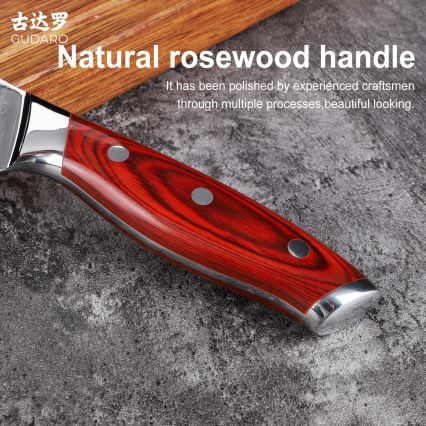 Gudaro - Дамасков кухненски нож за хляб KENSHO 8, 67 слоя стомана, дължина 20 см