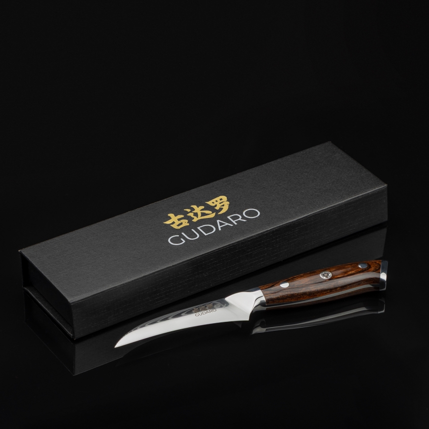 Gudaro -Дамасков кухненски нож за плодове FENG 3,5, 67 слоя стомана, дължина 9,5cm