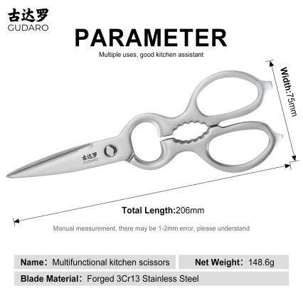 Gudaro - Ножици за птиче месо RONIN 20,6 см от неръждаема стомана