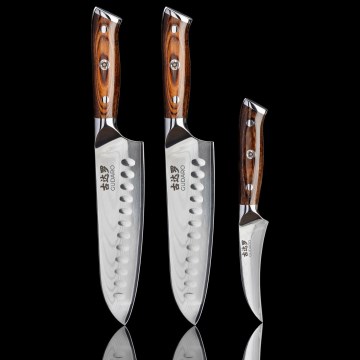 Gudaro - КОМПЛЕКТ 2x дамасков кухненски нож Santoku FENG 7,5