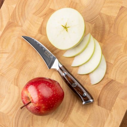 Gudaro - КОМПЛЕКТ 2x дамасков кухненски нож Santoku FENG 7,5, 67 слоя стомана, дължина 18 cm + 1x БЕЗПЛАТНО дамасков кухненски нож за плодове FENG 3,5, 67 слоя стомана, дължина 9,5 cm