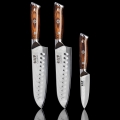 Gudaro - Комплект от 2 дамаскови Santoku кухненски ножа FENG 7,5, 67 слоя стомана, дължина 18 см + 1x БЕЗПЛАТНО дамасков кухненски нож FENG 3,5, 67 слоя стомана, дължина 9,5 см