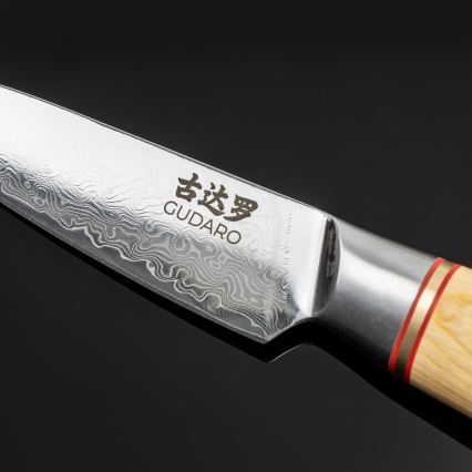 Gudaro - Комплект от 5 дамаскови кухненски ножа HIKARI + поставка за ножове и ножици за птиче месо