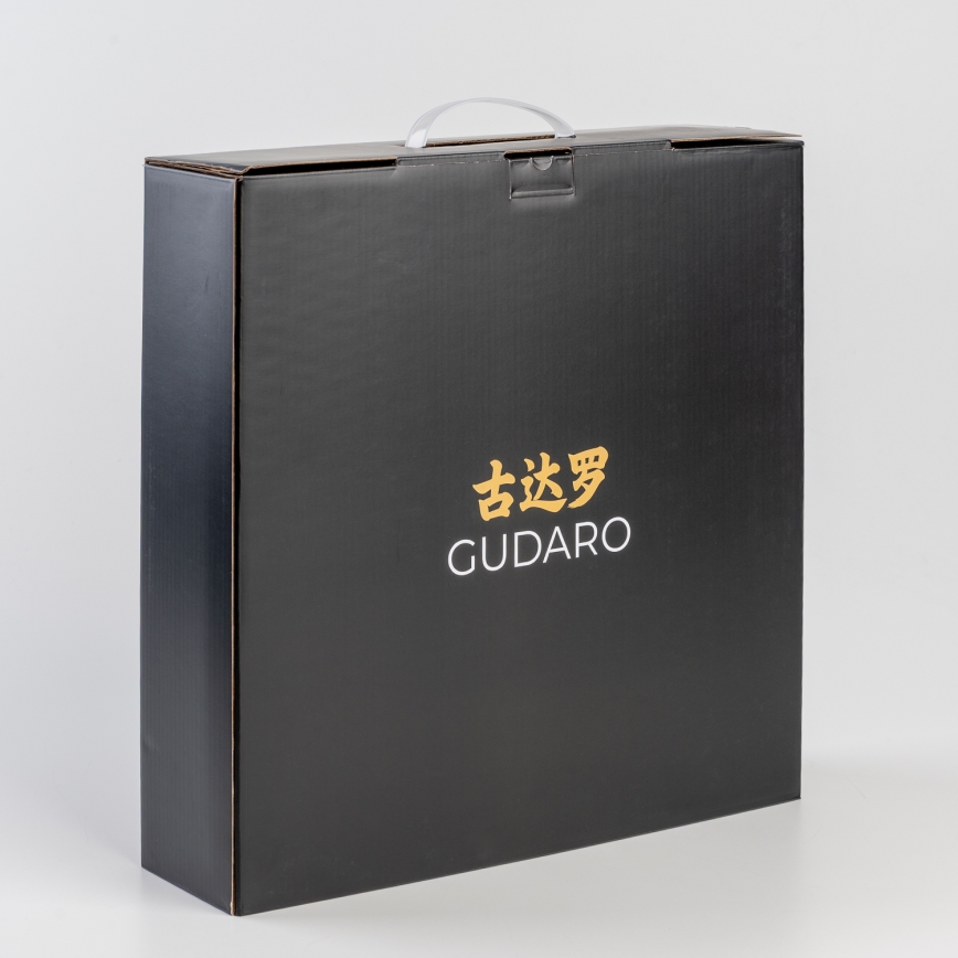 Gudaro - Комплект от 5 дамаскови кухненски ножа HIKARI + поставка за ножове и ножици за птиче месо