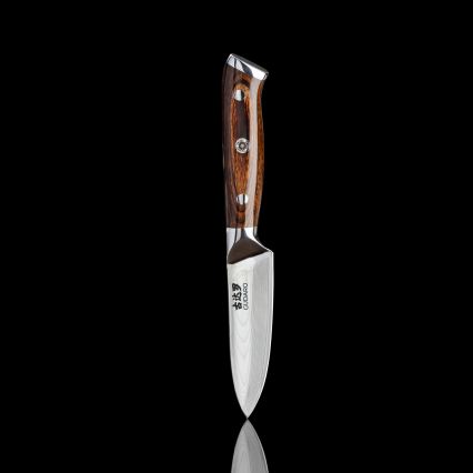 Gudaro - КОМПЛЕКТ 1x дамаскинов шеф-нож FENG 8, 67 слоя стомана, дължина 20 cm + 1x дамаскинов Santoku кухненски нож FENG 7,5, 67 слоя стомана, дължина 18 cm + 1x БЕЗПЛАТНО дамаскинов кухненски нож FENG 3,5, 67 слоя стомана, дължина 9,5 cm
