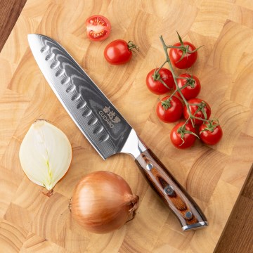 Gudaro - Кухненски нож SANTOKU 17,5 см дамаскова стомана