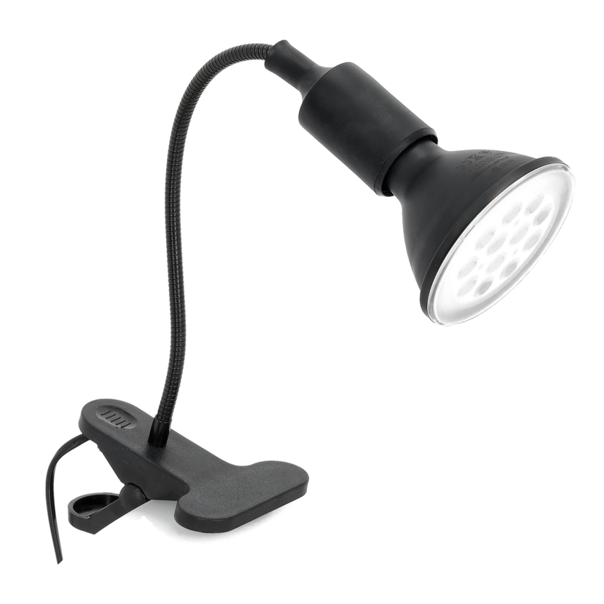 Гъвкав настолна лампа с щипка CLIP 1xE27/30W/230V черен