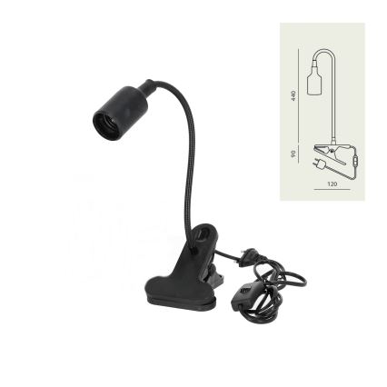 Гъвкав настолна лампа с щипка CLIP 1xE27/30W/230V черен
