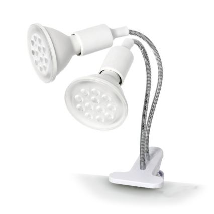 Гъвкав настолна лампа с щипка за отглеждане на растения PLANTY 2xE27/30W/230V бял