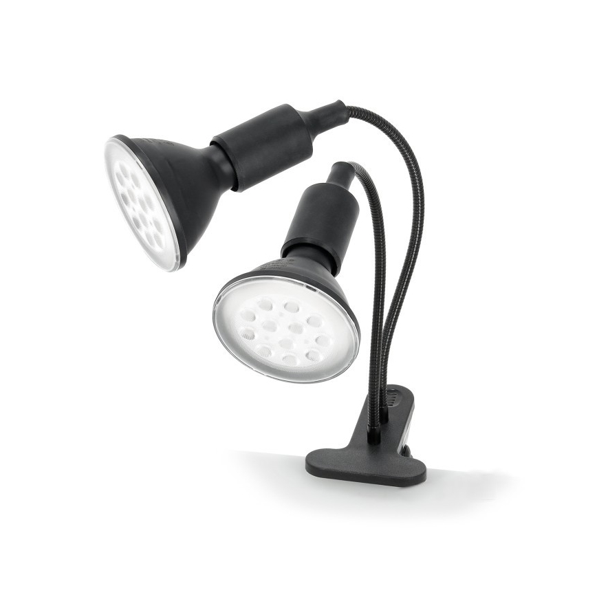 Гъвкав настолна лампа с щипка за отглеждане на растения PLANTY 2xE27/30W/230V черен