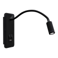 Гъвкава LED стенна лампа с USB BASE 1xLED/8W+1xLED/2W/230V черна