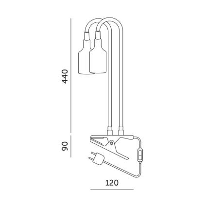 Гъвкава настолна лампа с клипс за отглеждане на растения PLANTY 2xE27/30W/230V черна