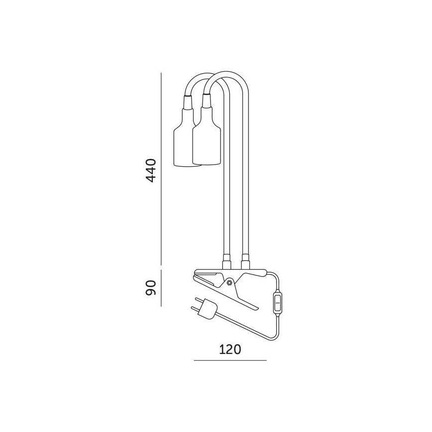 Гъвкава настолна лампа с клипс за отглеждане на растения PLANTY 2xE27/30W/230V черна